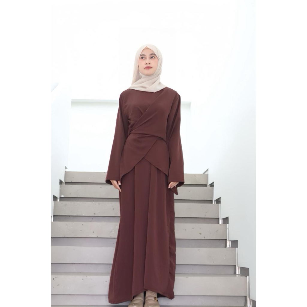 NOIREE – ASLAMIA SET INNER & OUTER COTTON SILK PREMIUM ANTI UV Dress Raya Series Idul Fitri Gamis te