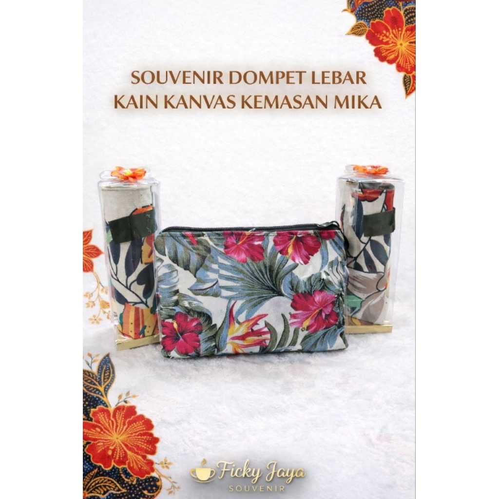 SOUVENIR DOMPET LEBAR KAIN KANVAS KEMASAN MIKA - SOUVENIR KAUM WANITA YANG BERGUNA