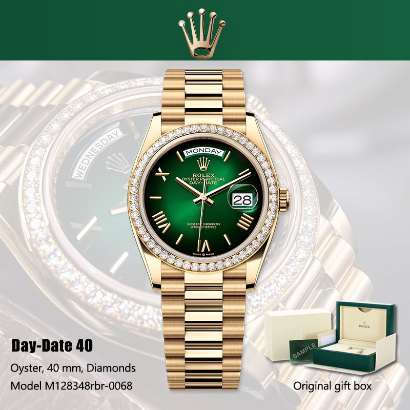[100% ORI BARU Rolex watch] 100% original Jam tangan rolex pria Day-Date Series M128348rbr-0068 40mm