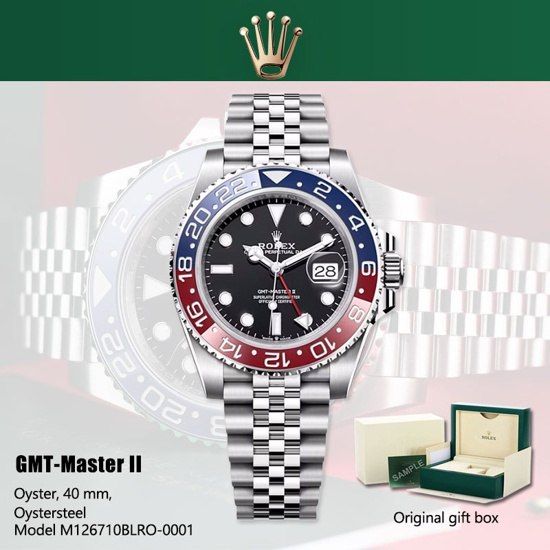 [100% ORI BARU Rolex watch] 100% original Jam tangan rolex pria GMT-Master II Series 40mm M126710BLR