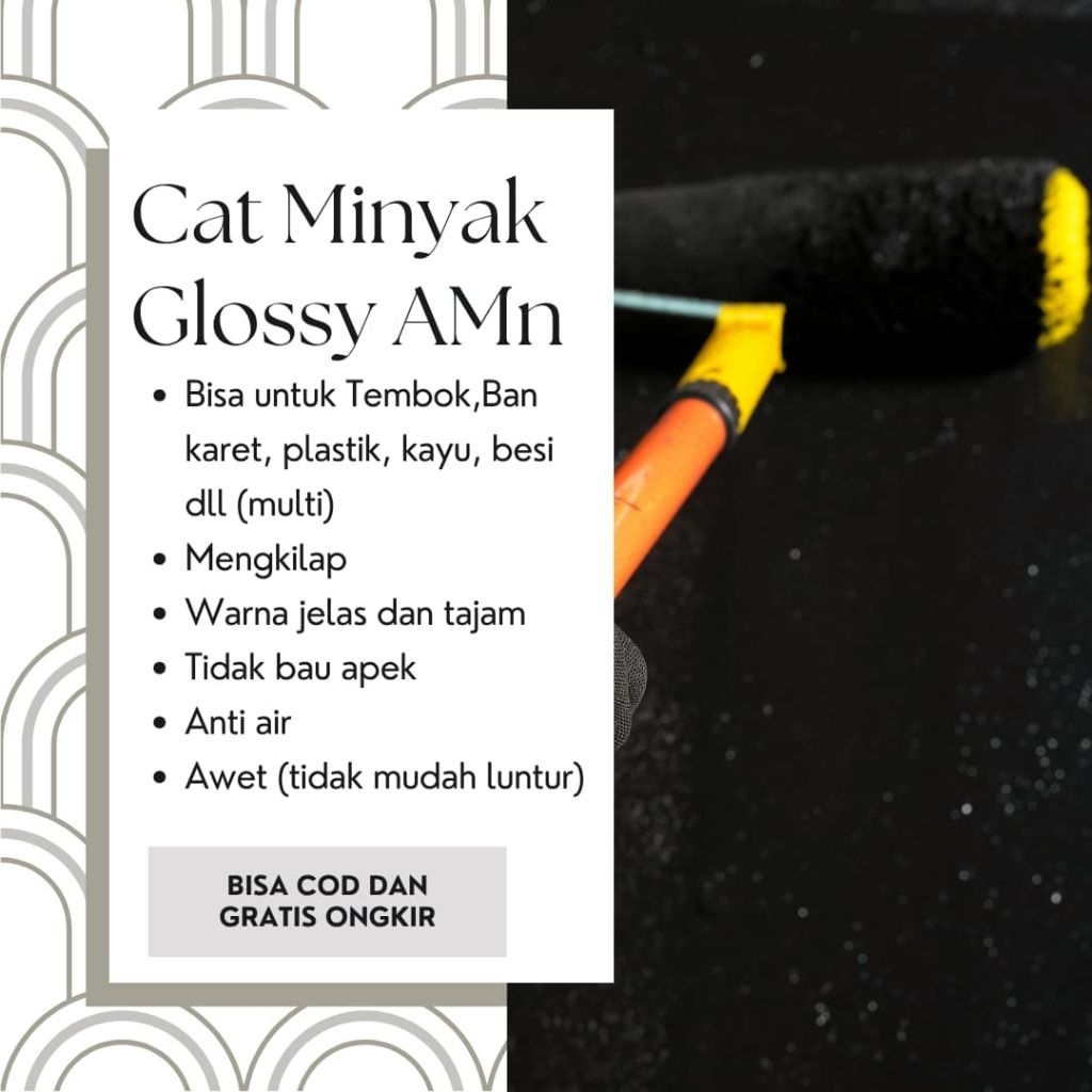 Cat multi glossy warna hitam kemasan 1kg bisa untuk besi, kayu, tembok, plastik, gypsum, ban, dll