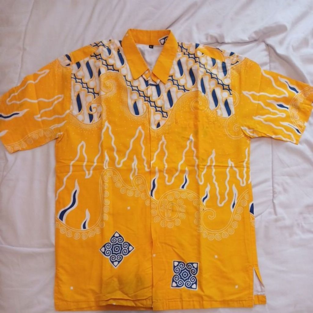 batik pria lengan pendek kemeja batik pria kuning