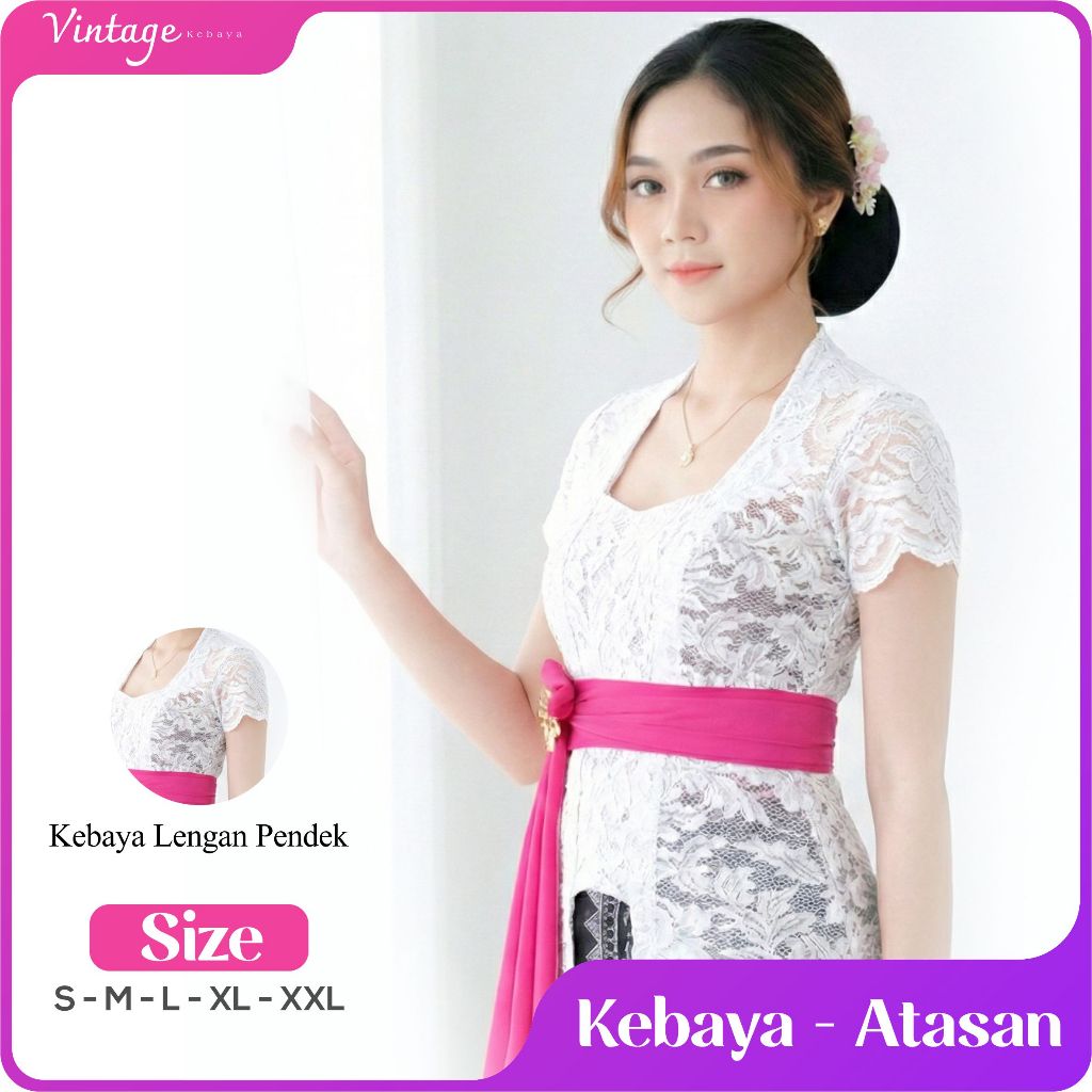 Kebaya lengan pendek bahan shopia brokat (kebaya saja) atasan wanita tradisional dan modern