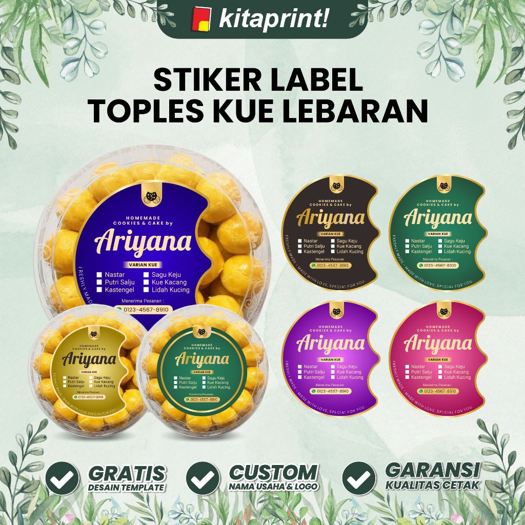 Stiker Toples Kue Lebaran  / Sticker Toples Nastar / Stiker Kue Kering / Hampers Custom