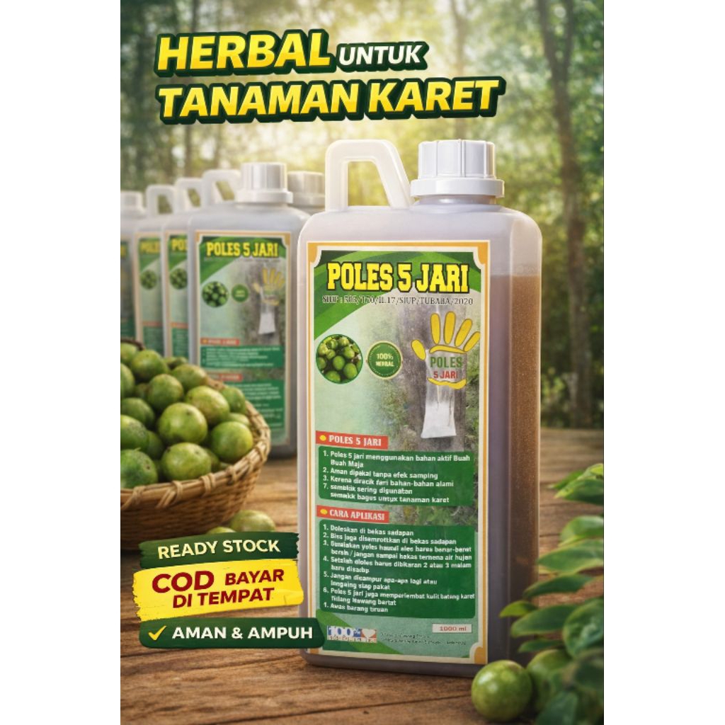 Poles 5 Jari Original – Herbal Perangsang Getah Karet Alami