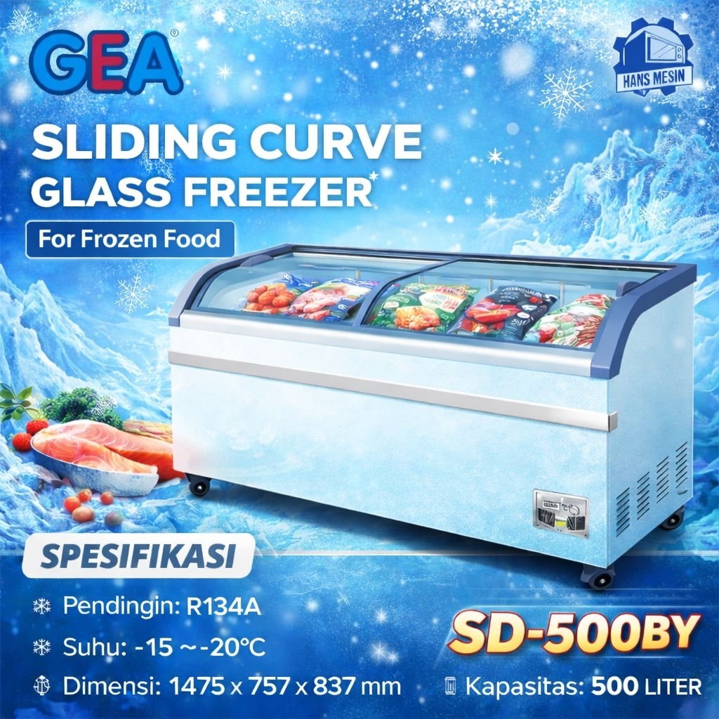 GEA SLIDING CURVE GLASS FREEZER SD-500BY / Freezer Box GEA 500 Liter