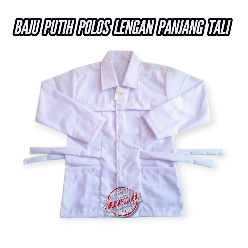 SeragamSekolah Baju Putih Polos Lengan Panjang Tali Anak Perempuan Anak Perempuan