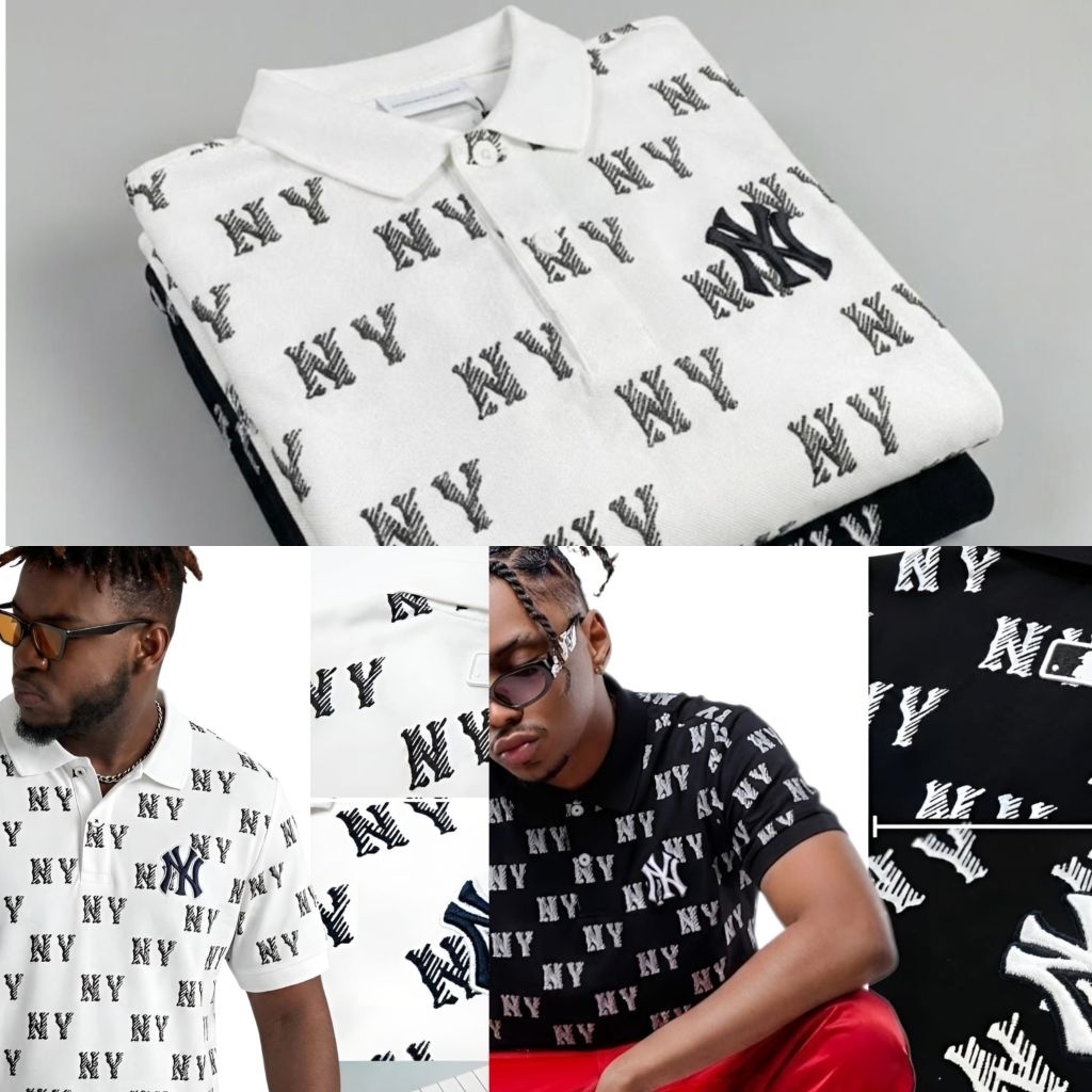 kaos kerah MLB basic Fullprint pria premium free box