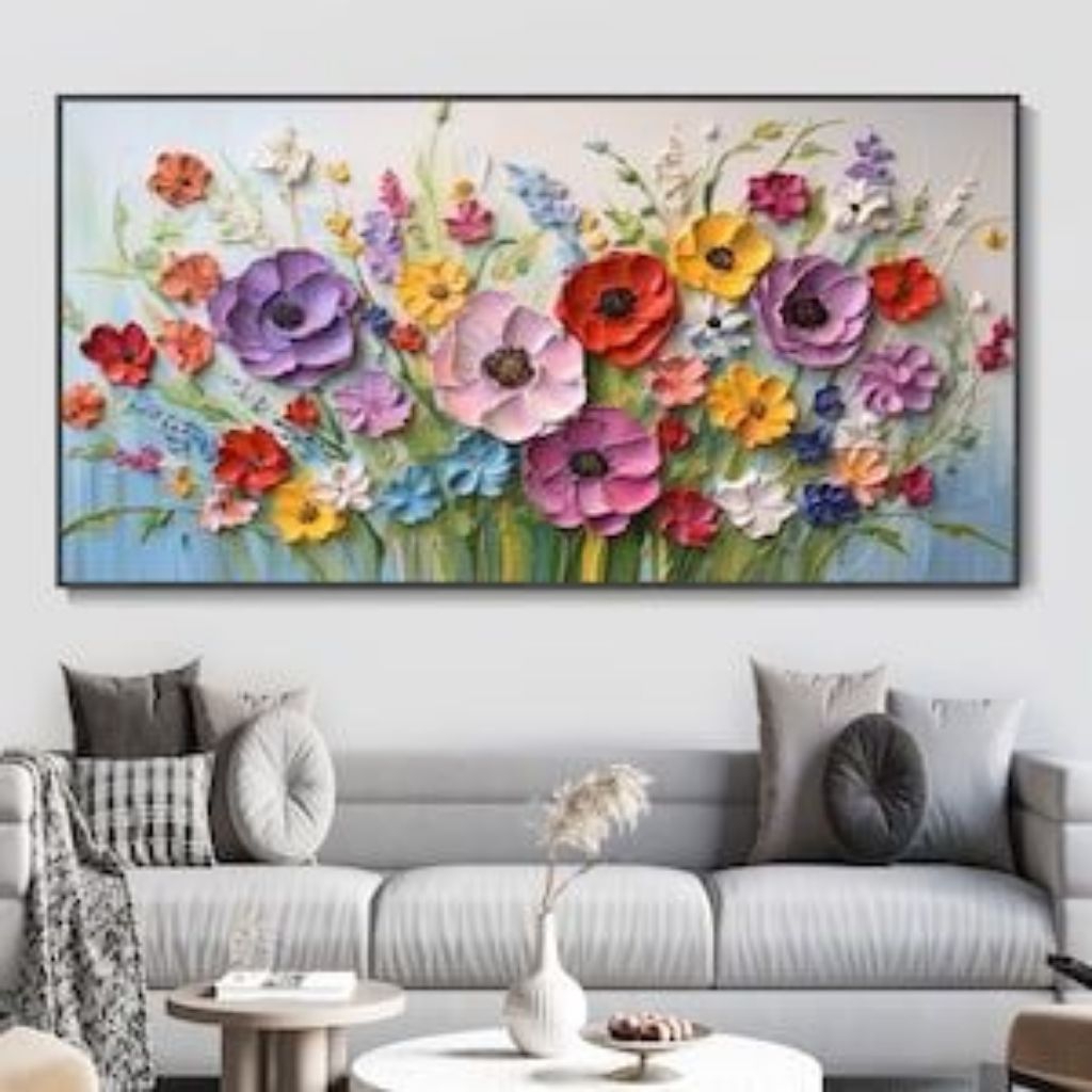 Lukisan dinding minimalis modernv bunga  untuk hiasan dinding rumah