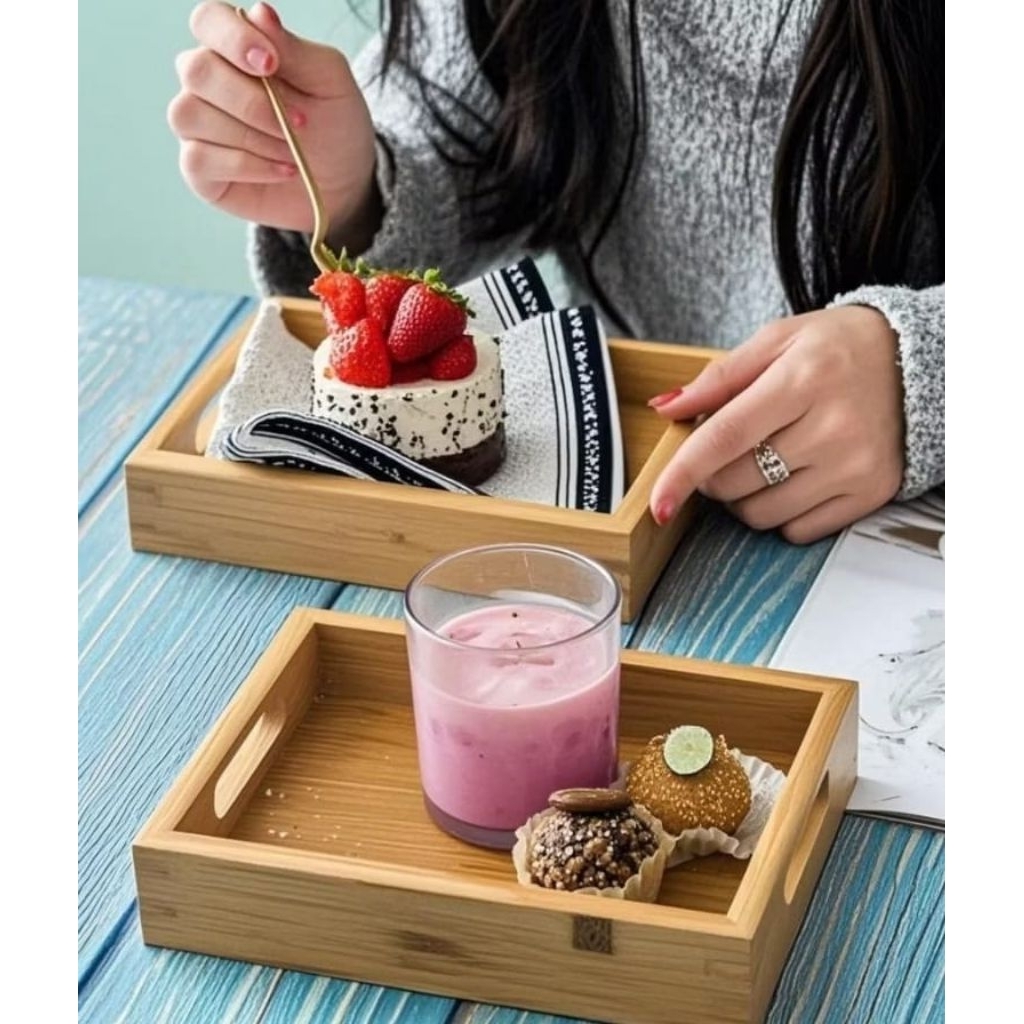 Nampan Full Kayu Jati Asli Aesthetic Nampan Rustic