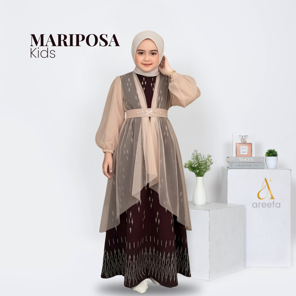 Areefa - MARIPOSA Dress Gamis Kids Anak Perempuan Tenun Etnik Kombinasi Tile Premium Bayi Balita