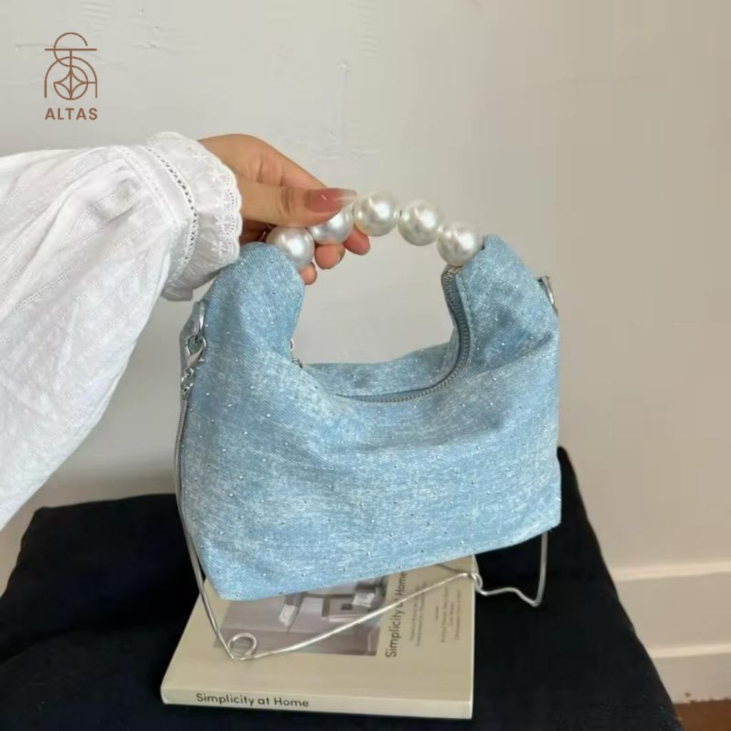 ALTAS-Tas Denin Cewek Genggam Handbag Tas Selempang Jeans Cewek Slingbag Tas Hp Tangan Handbag Mutia