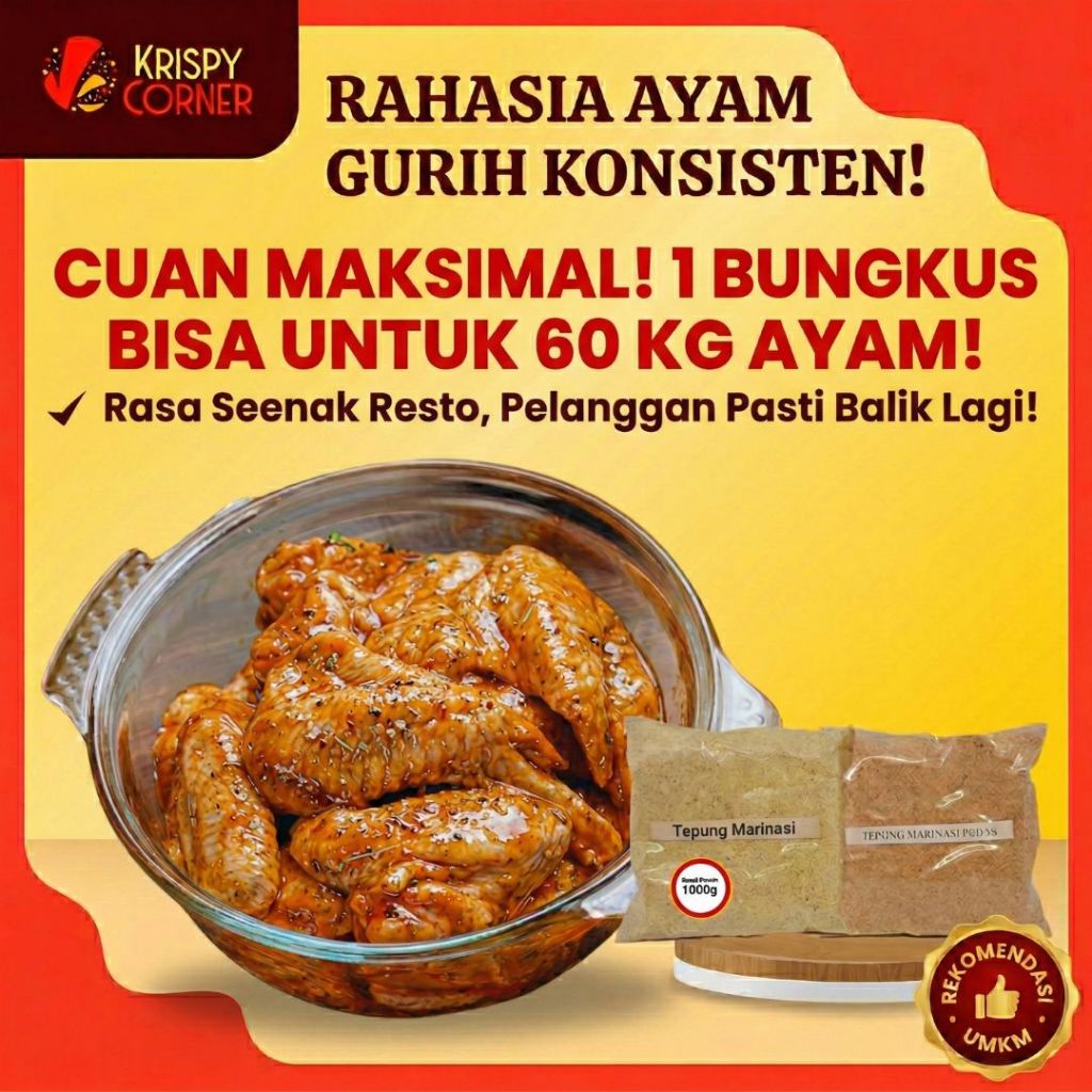 Bumbu Marinasi Ayam Shihlin Shilin Tepung Marinasi Ayam Kentucky Gurih / Pedas 1Kg