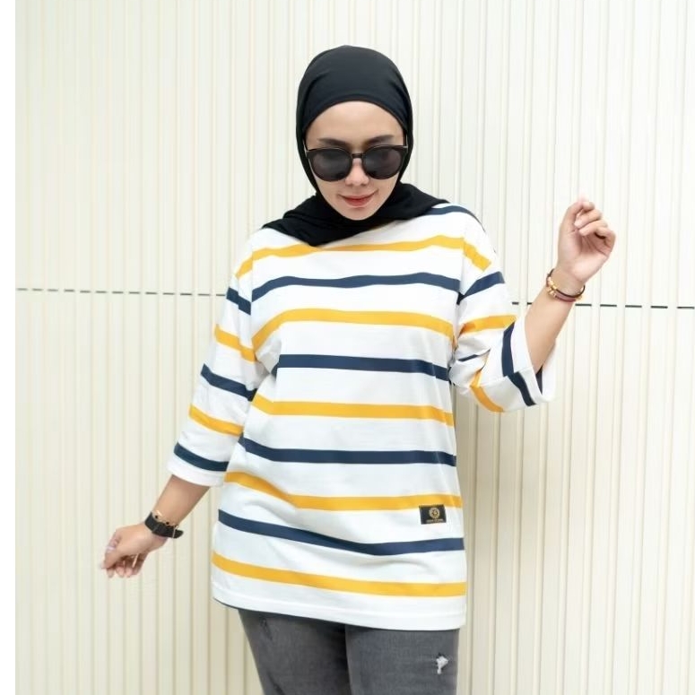 KAOS  SALUR || BAJU WANITA LENGAN PANJANG JUMBO FST ORIGINAL || KAOS GARIS GARIS