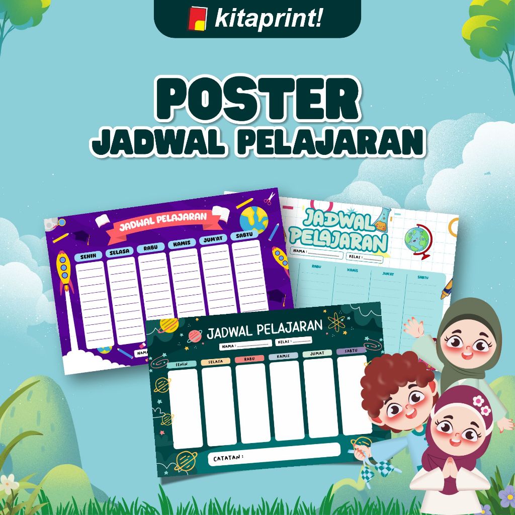 Poster Jadwal Pelajaran Anak Murah / Poster Jadwal Pelajaran Kelas & Sekolah