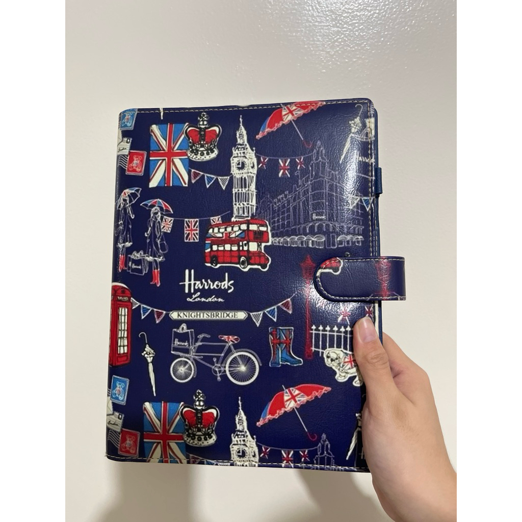 Binder B5 biru bertema UK (preloved)