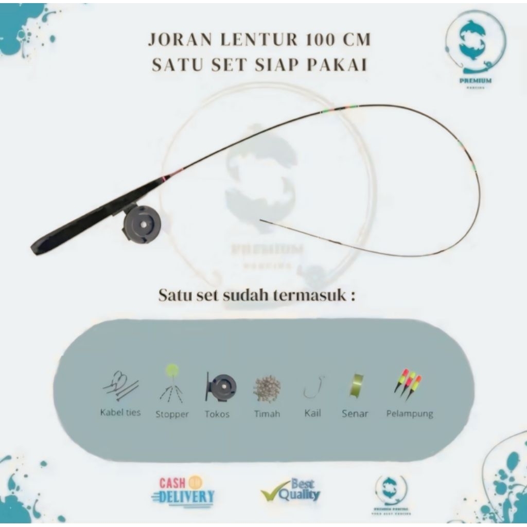 joran lentur satu set siap pakai gagang kayu ruyung