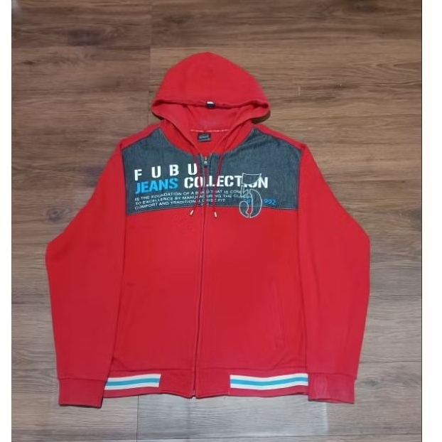 FUBU Jeans Collection 1992 Red Zip HoodieClassic 90s Hip-Hop Essential