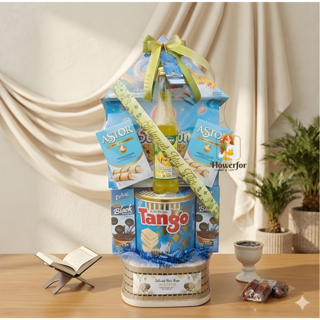 Parcel Snack - Parcel lebaran isian snack warna biru / Parcel biru
