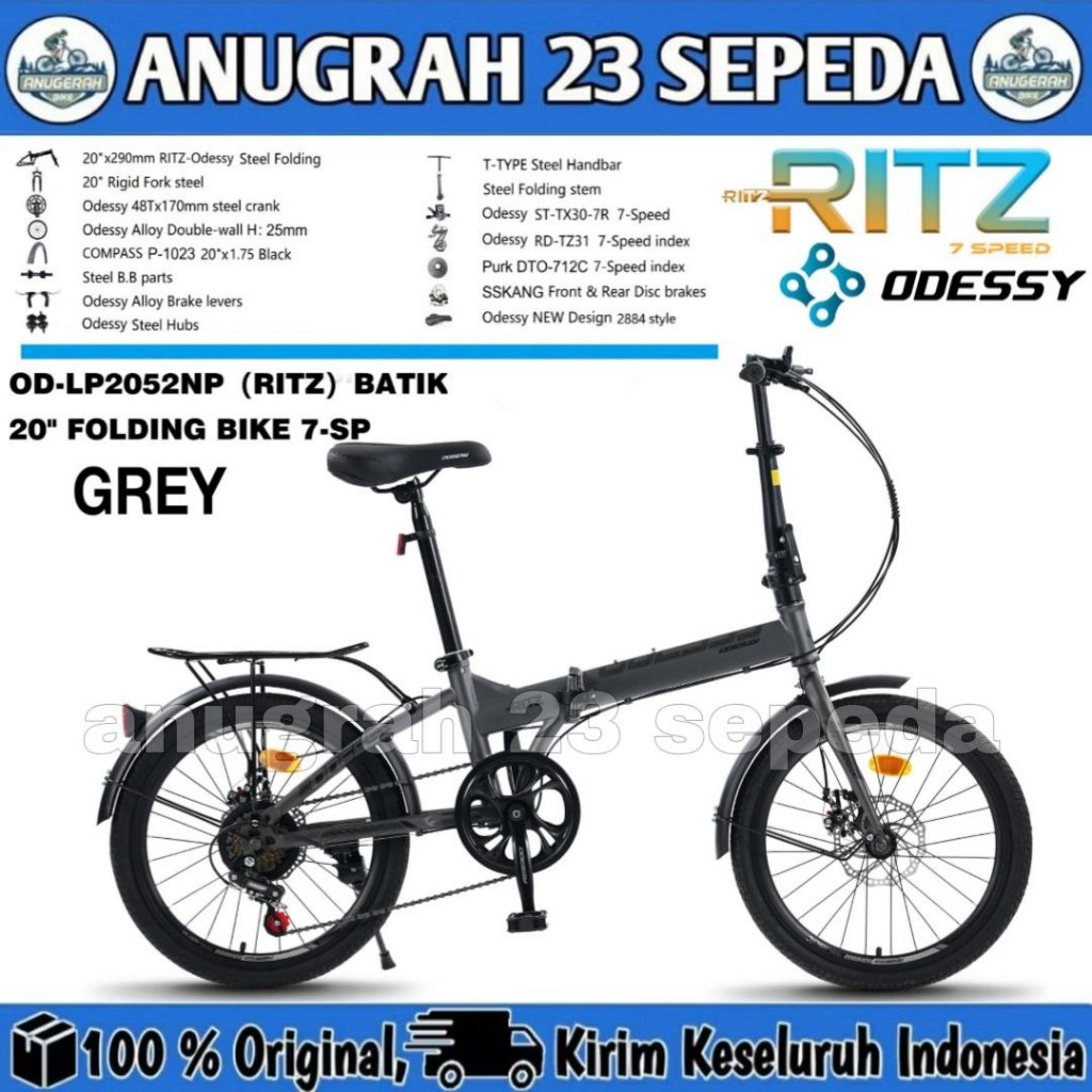 Sepeda Lipat ODESSY 16 52 RITZ 7 Speed Bagasi boncengan