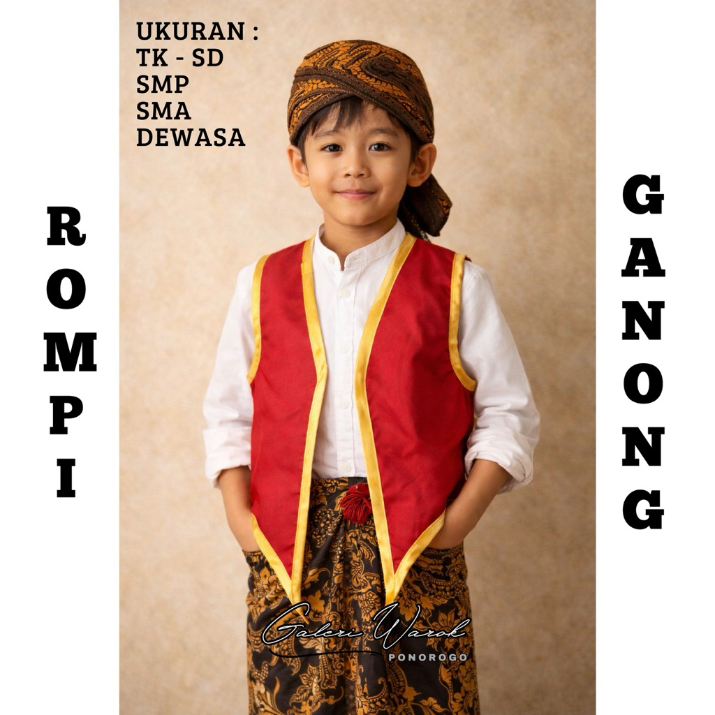 [TERMURAH] Rompi Ganong / Baju / Kostum Ganong TK SD SMP SMA Dewasa