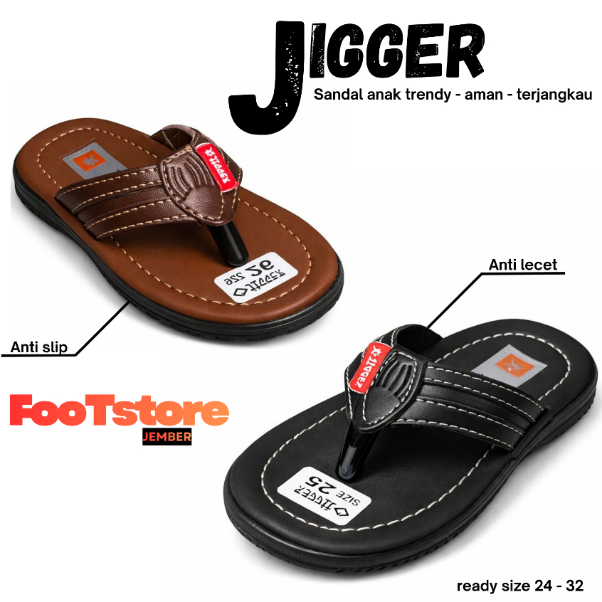 Sandal Japit Anak JIGGER original 100% / sandal anak laki / Japit / Trendy - Anti licin  - Terbaru -
