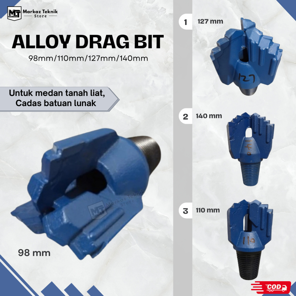Mata bor sumur alloy drag bit Mata bor triwing widia Mata bor untuk batuan lunak dan tanah berpasir 