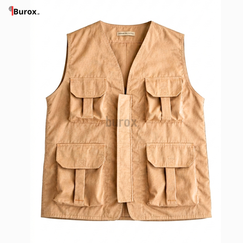 Rompi Kanvas Pria Lapangan Sosial Wartawan Tactical Outdoor Rompi Sosial Mancing JEEP Vest Safety