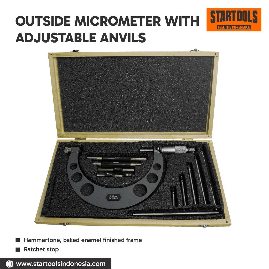 STARTOOLS Outside Micrometer 0-150mm / OD Micrometer 0-150mm Set