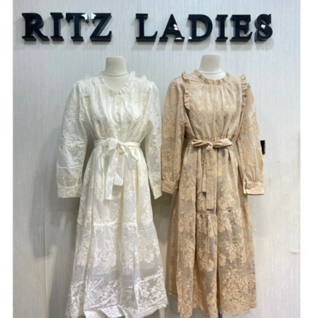 Gamis midi kerah bordir