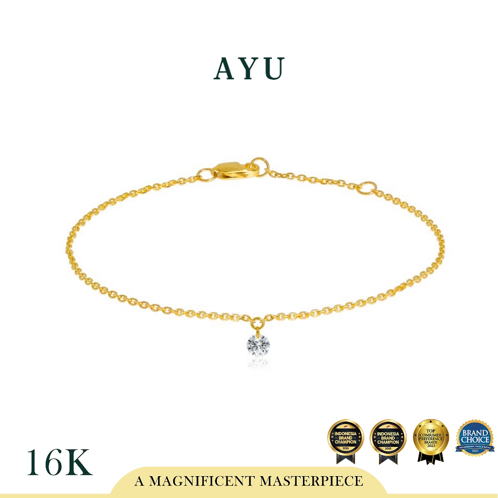 AYU Gelang Kaki Emas - Candy Pop Chain Anklet 16K Yellow Gold