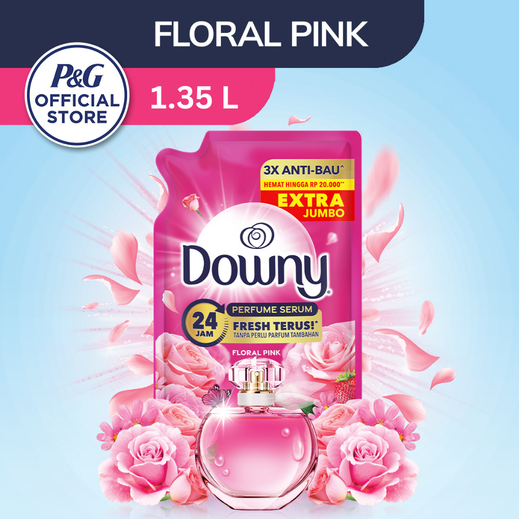 Downy Pelembut dan Pewangi Pakaian Konsentrat Floral Pink 1.35L