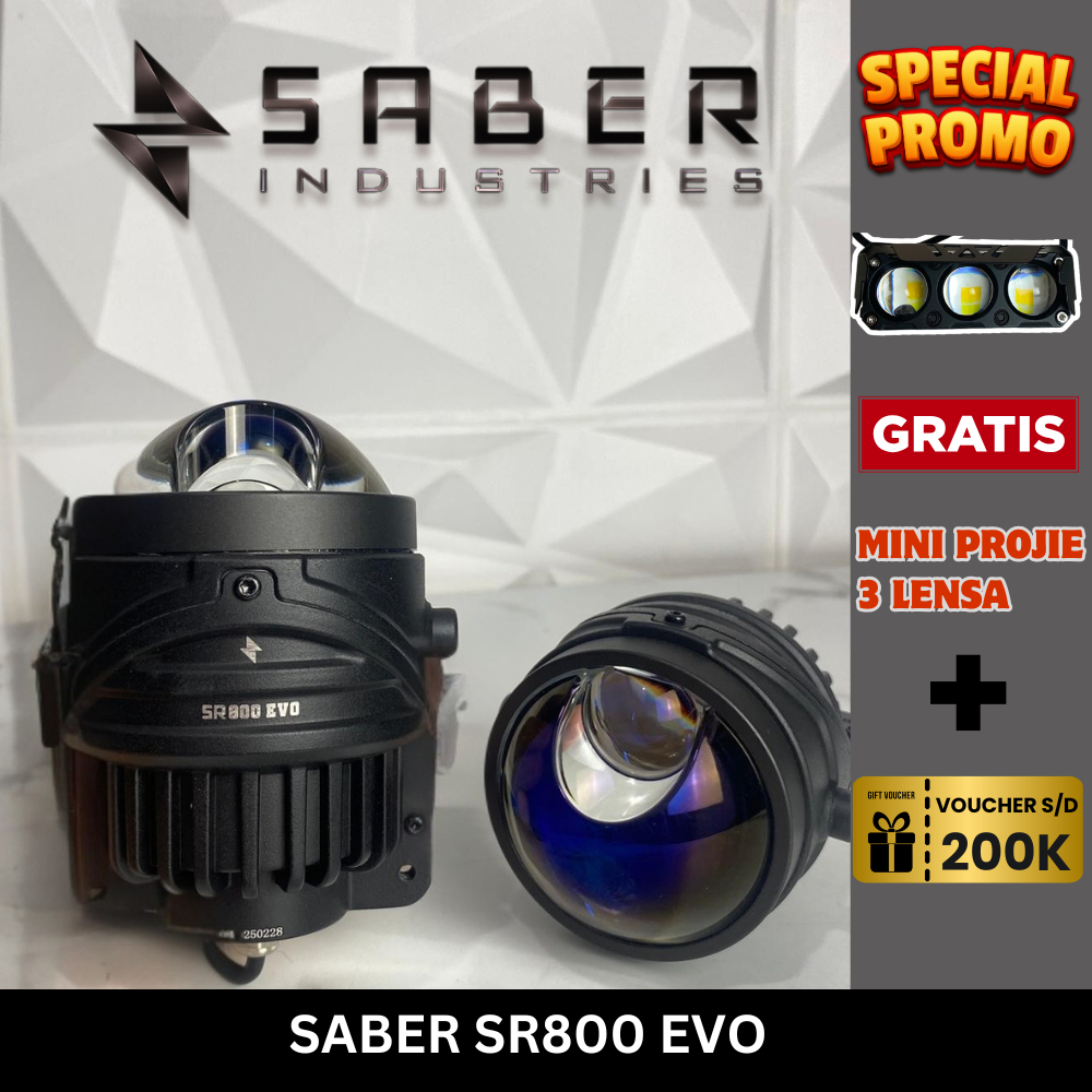 Foglamp Mobil SABER SR800 EVO LED Projector 3inch Lampu Kabut Lampu Depan Mobil Bergaransi