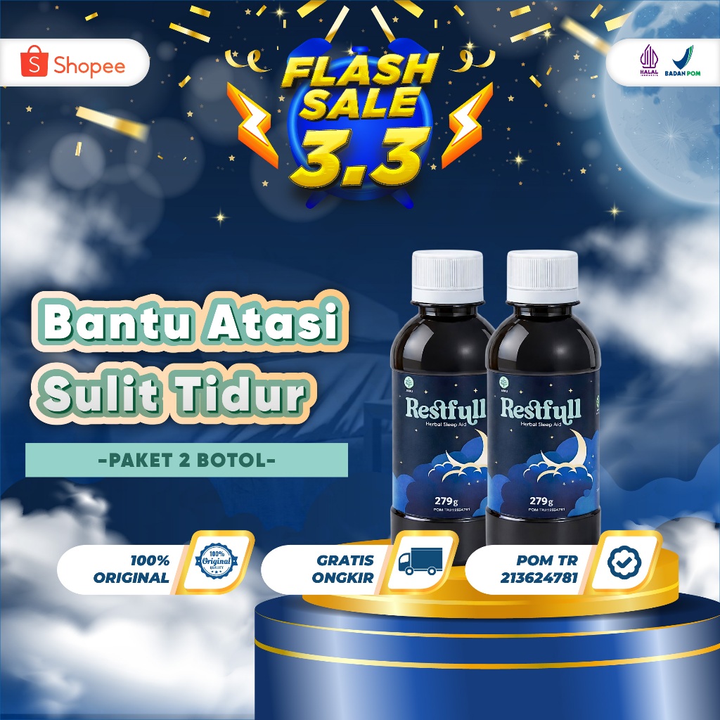 Extrak Akar Valerian - Restfull Herbal Sleep Aid 2 Botol - Bantu Tenangkan Pikiran Tidur Lebih Nyeny