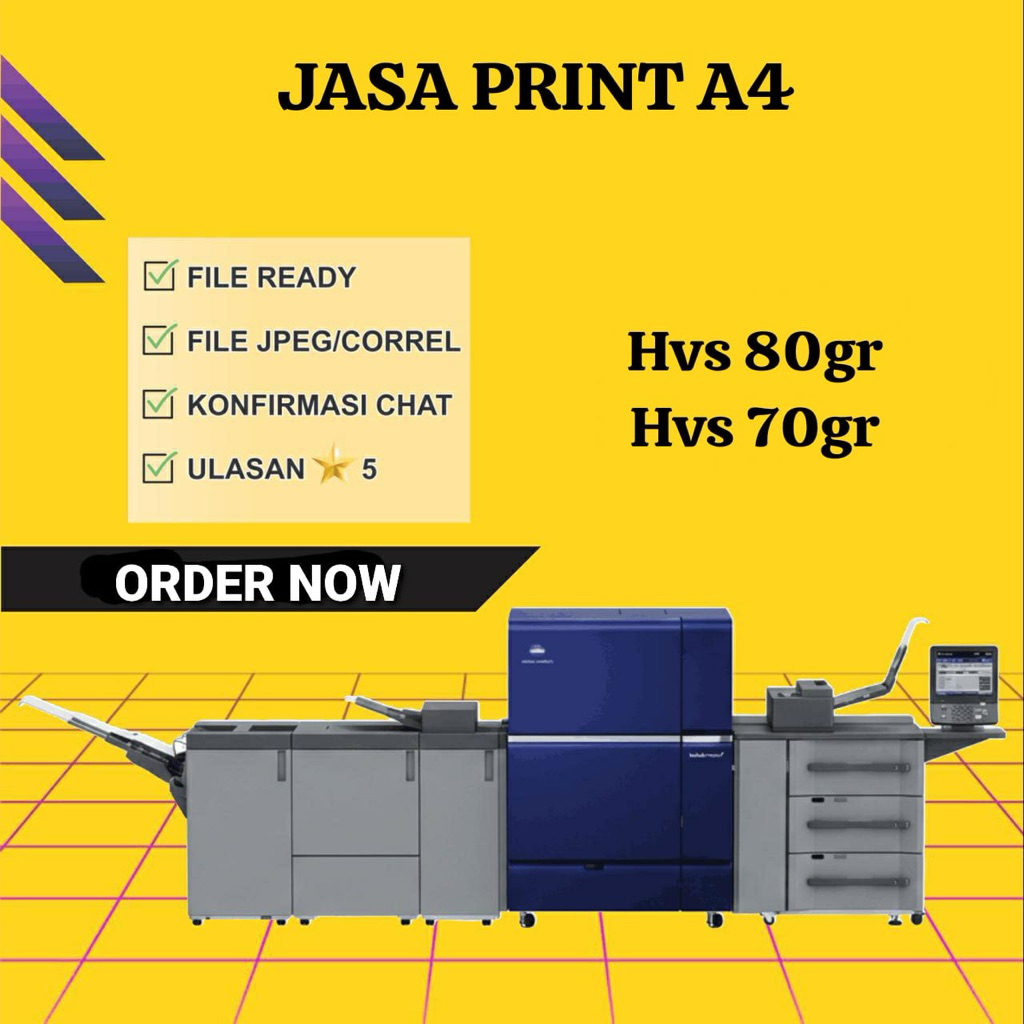 Print A4/F4/A3 70/80 gram mesin digital print BW / warna