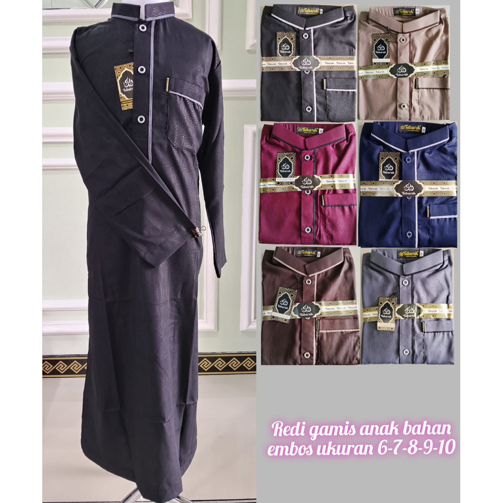 GAMIS MUSLIM ANAK TABARUK MOTIF KAIN EMBOS