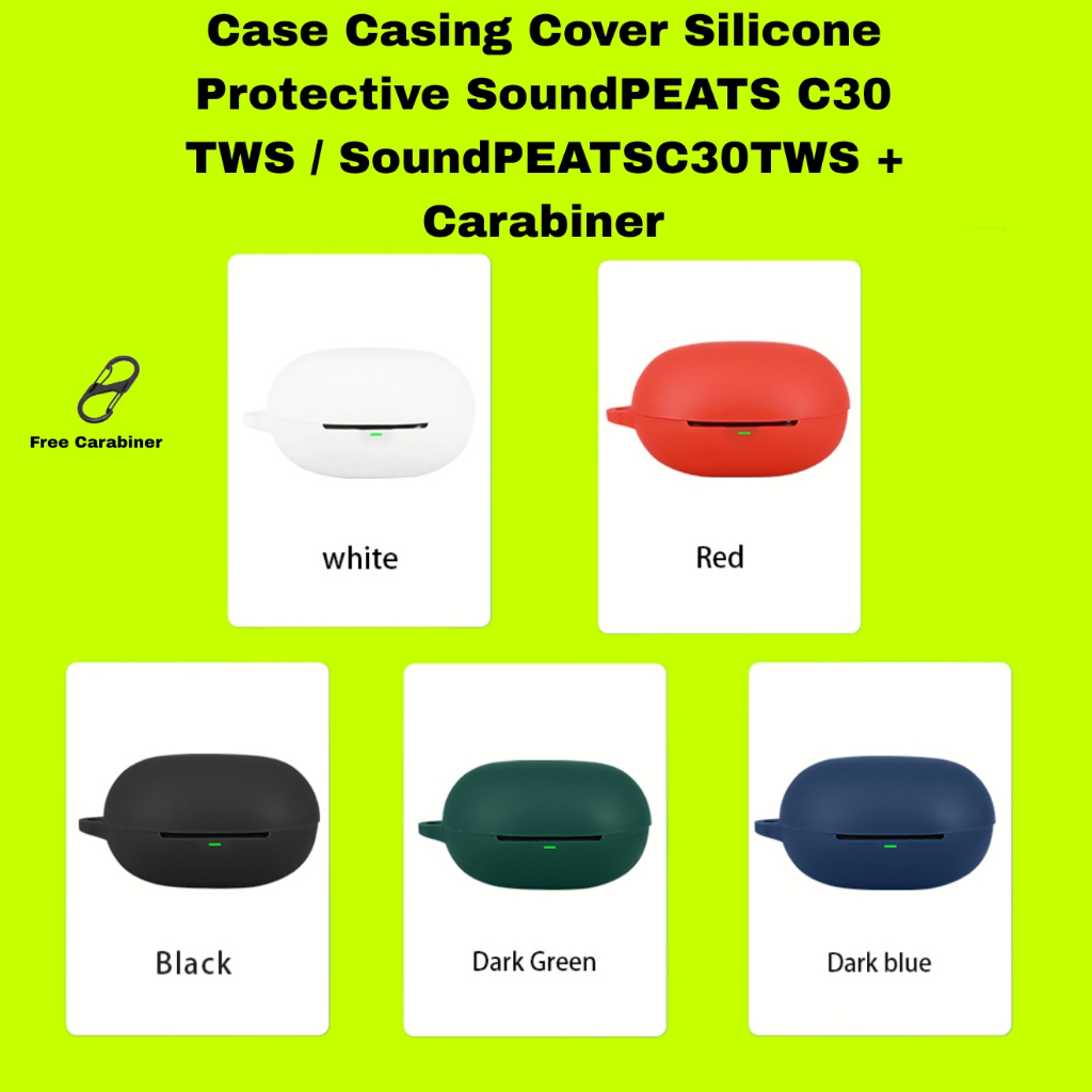 Case Casing Cover Silicone Protective SoundPEATS C30 TWS / SoundPEATSC30TWS + Carabiner