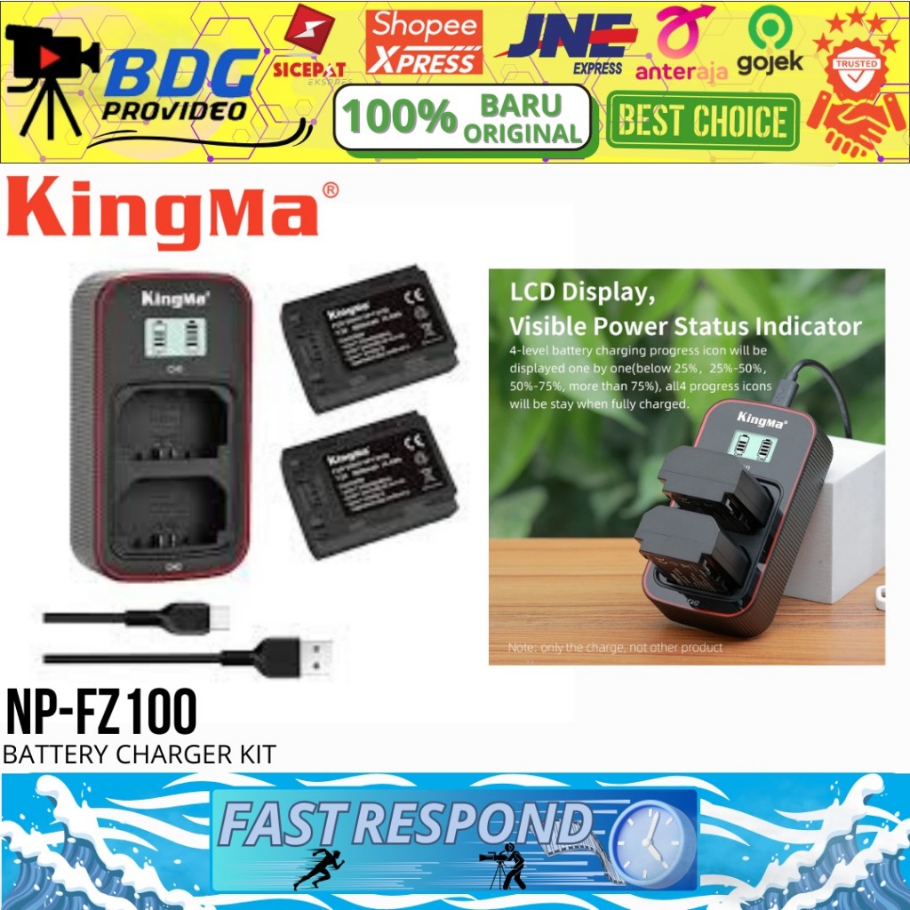 KingMa Baerai Digital LCD FZ100 for Sony / NP-FZ100 2 Baterai Dual Charger LCD KINGMA
