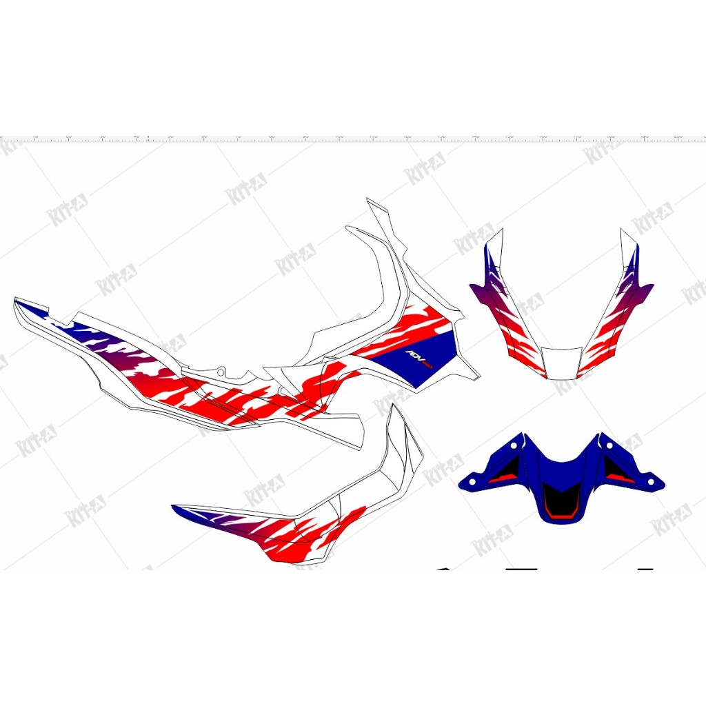 Decal Stiker honda ADV 150Dekal Variasi Sticker Striping Custom Full Body merah D-Y3-005