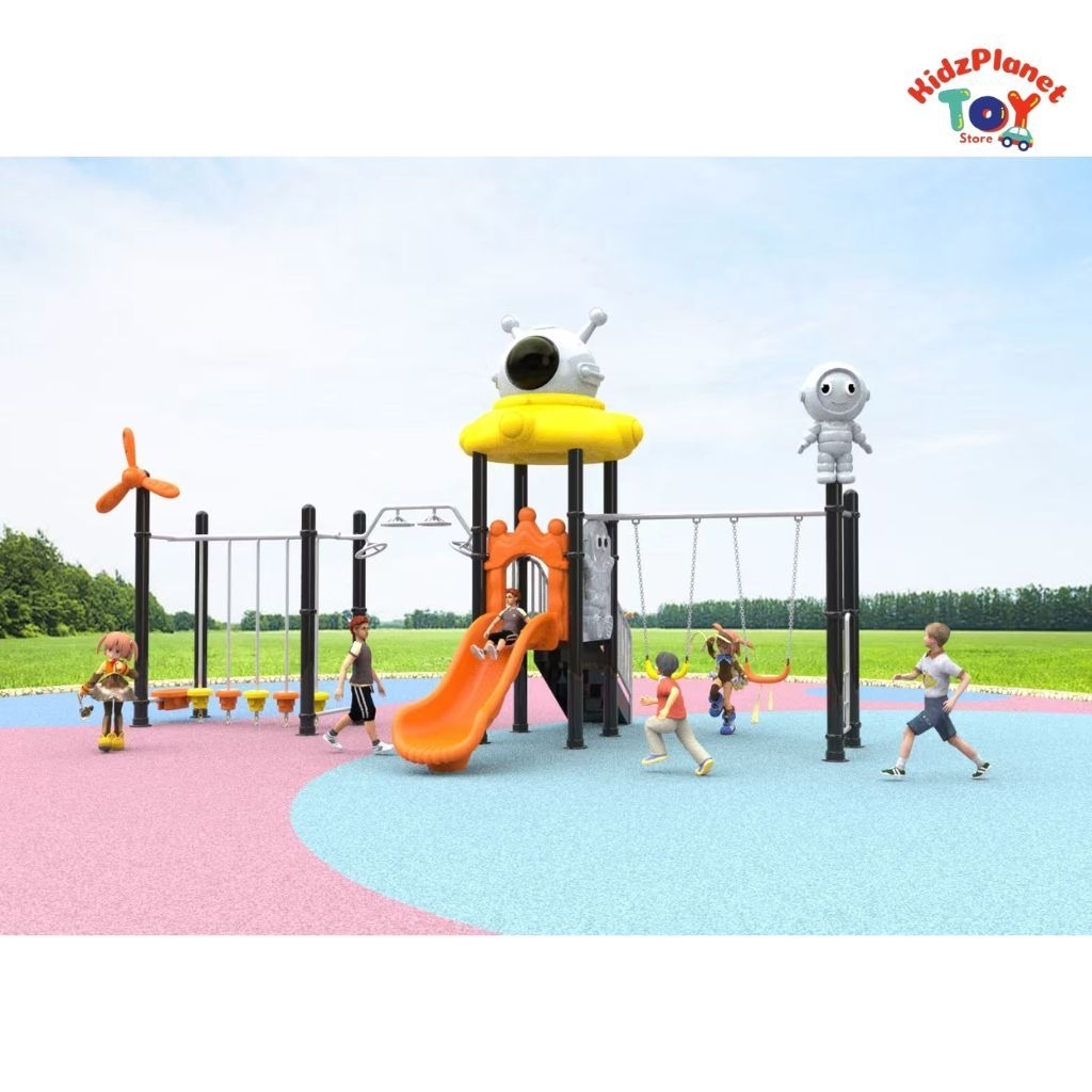 OUTDOOR PLAYGROUND SET TEMA LUAR ANGKASA PEROSOTAN AYUNAN