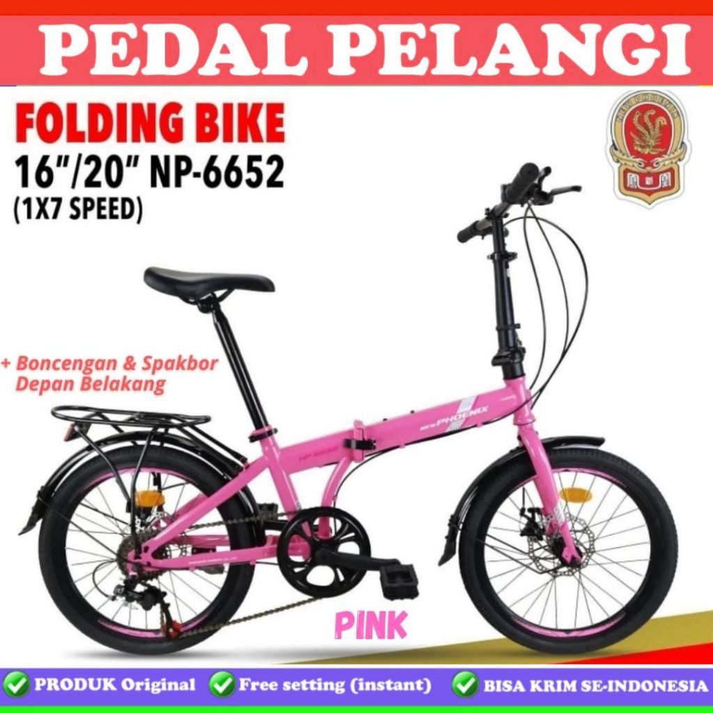SEPEDA LIPAT 20 Inch  PHOENIX 6652 EVERGREEN BEARING 7 SPEED
