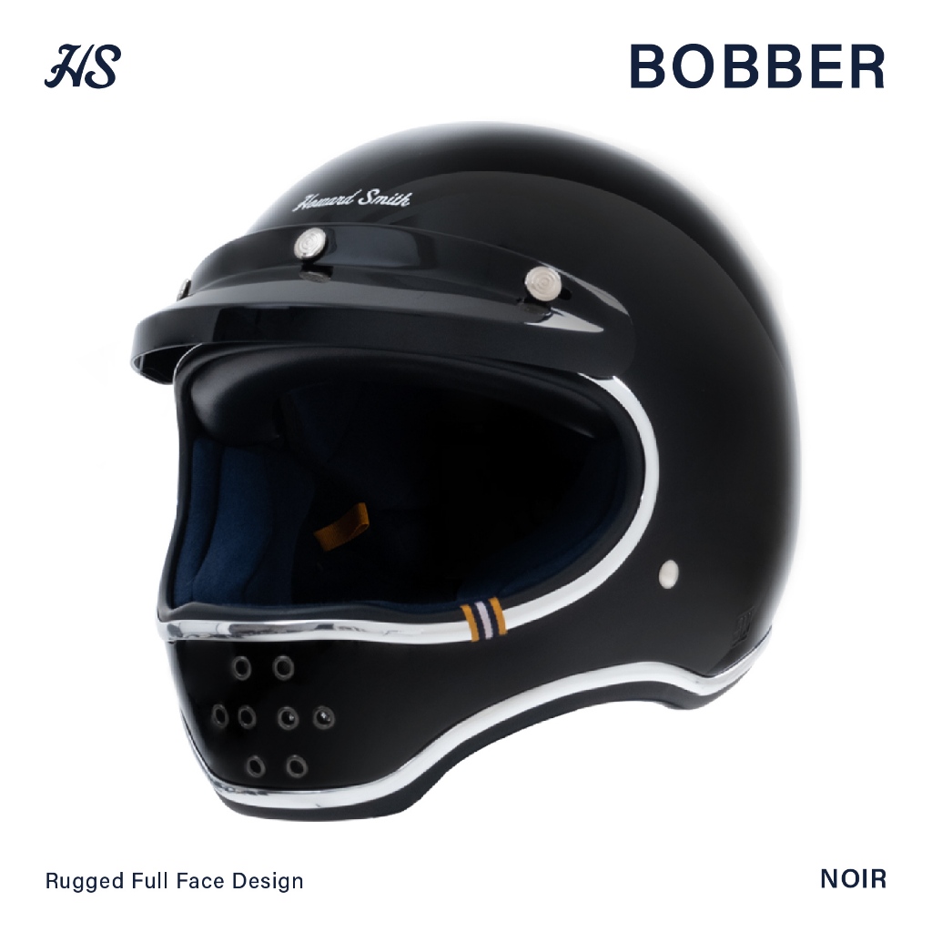 Howard Smith Bobber Retro Helm Full Face - Noir