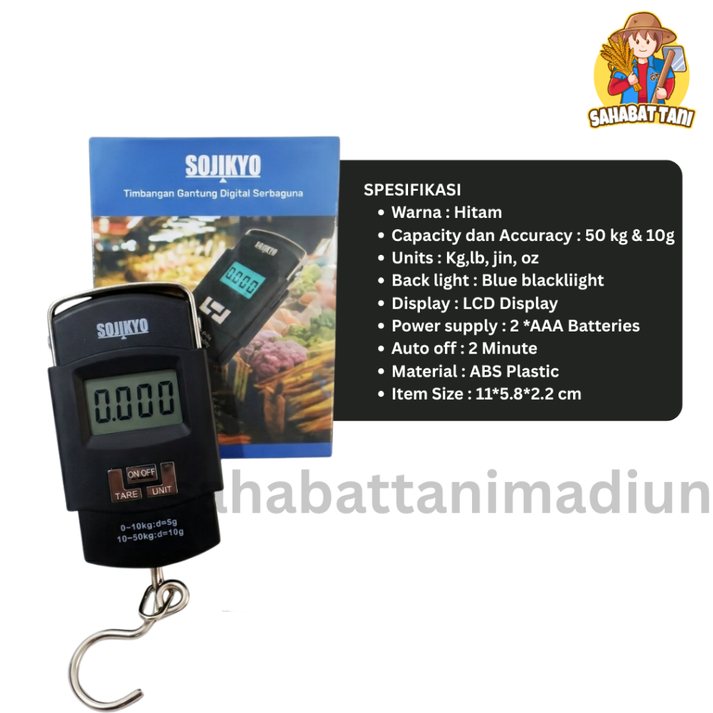 [SOJIKYO] Timbangan Gantung DIGITAL 50 KG SOJIKYO / Timbangan Digital Mini Portable 50Kg SOJIKYO TGD