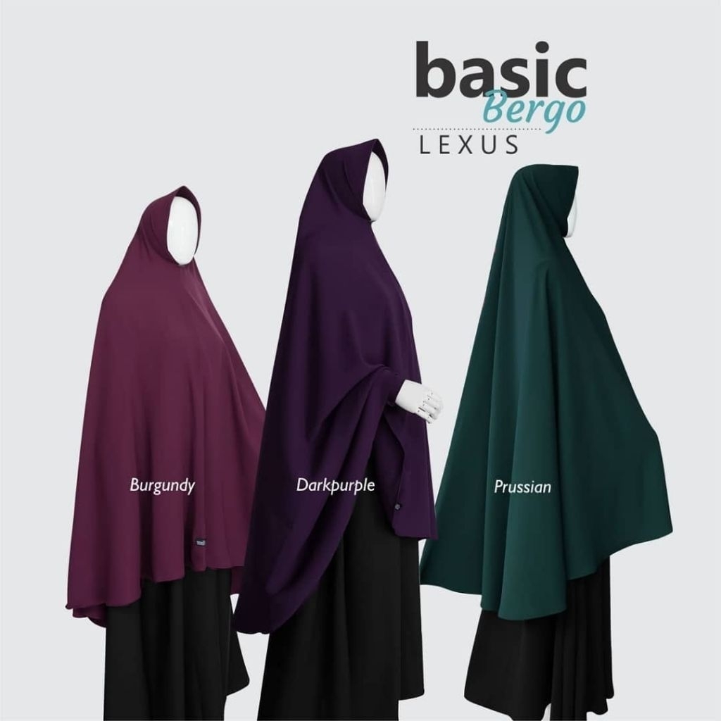Preloved Bergo Basic Pet Alhauraa Warna Burgundy Size XL Bahan Lexus | Preloved Hijab Khimar Jilbab