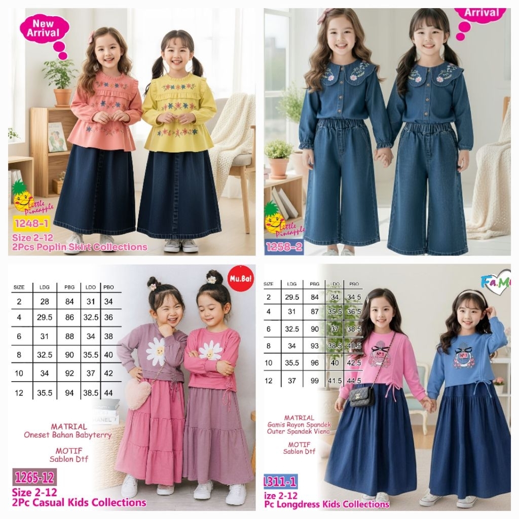 setelan overall anak perempuan/set overall jeans anak little pineapple/gamis overall anak cewek/sete