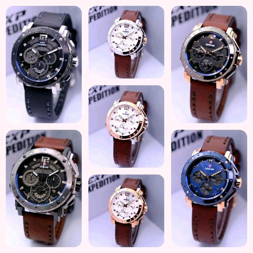 Jam Tangan Pria Wanita Expedition 6402 Rantai Kulit Original Garansi 1 tahun Resmi