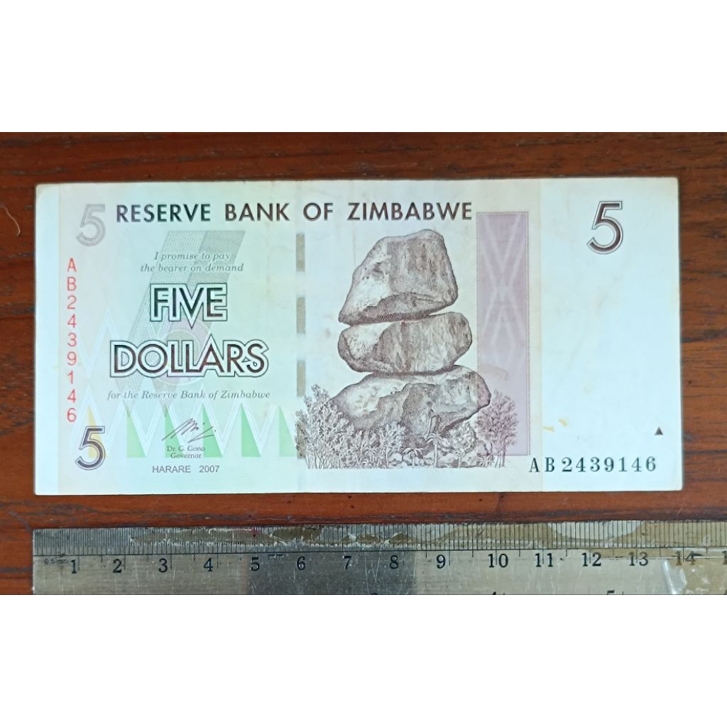 Zimbabwe pec 5 Dollars th 2007