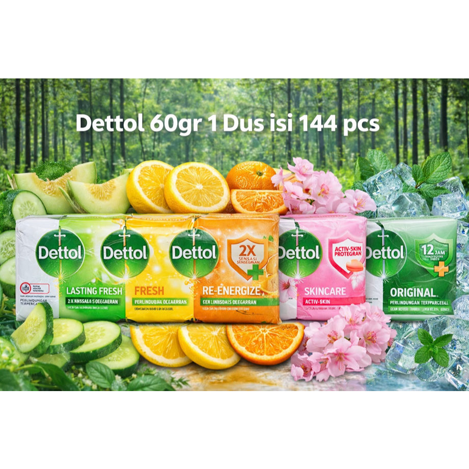 Dettol Sabun Batang 60gr 1 Dus isi 144 pcs
