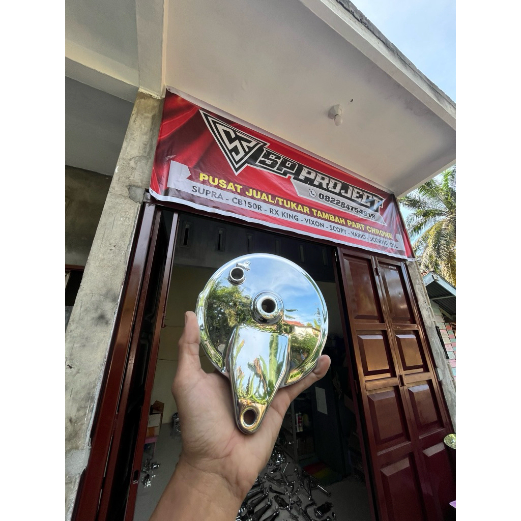 tutup tromol rxkig vixion old scorpio  original copotan original CHROME