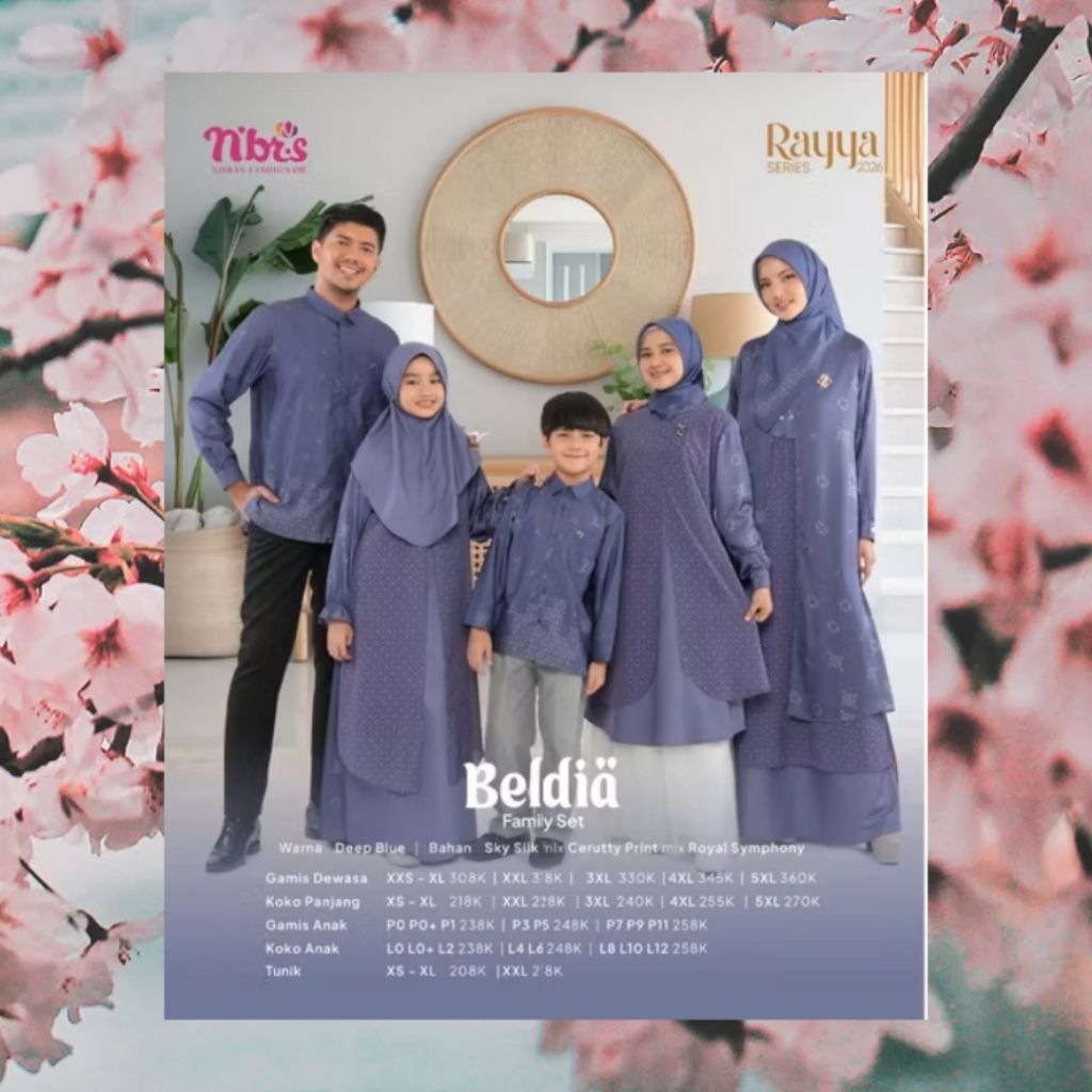 Sarimbit Nibras 2026 Beldia deep blue , Gamis size M free bros